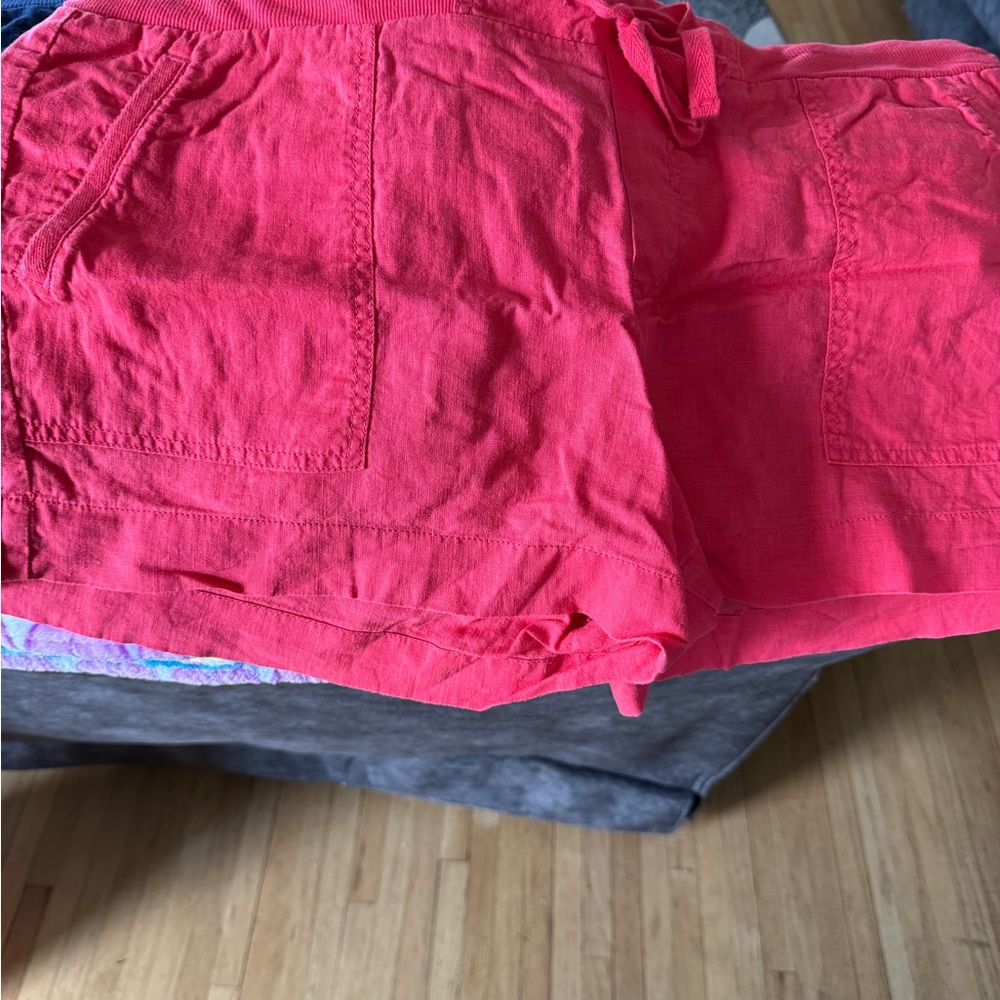 Women’s Casual Cotton Blend Drawstring Shorts - Coral Pink and blue shorts xl